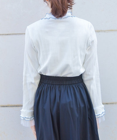 Pleated Tulle Merrowed Pullover