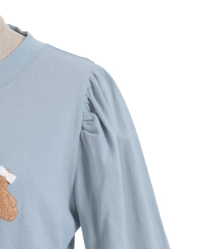 Bear Boa Embroidery Hem Lace T-Shirt