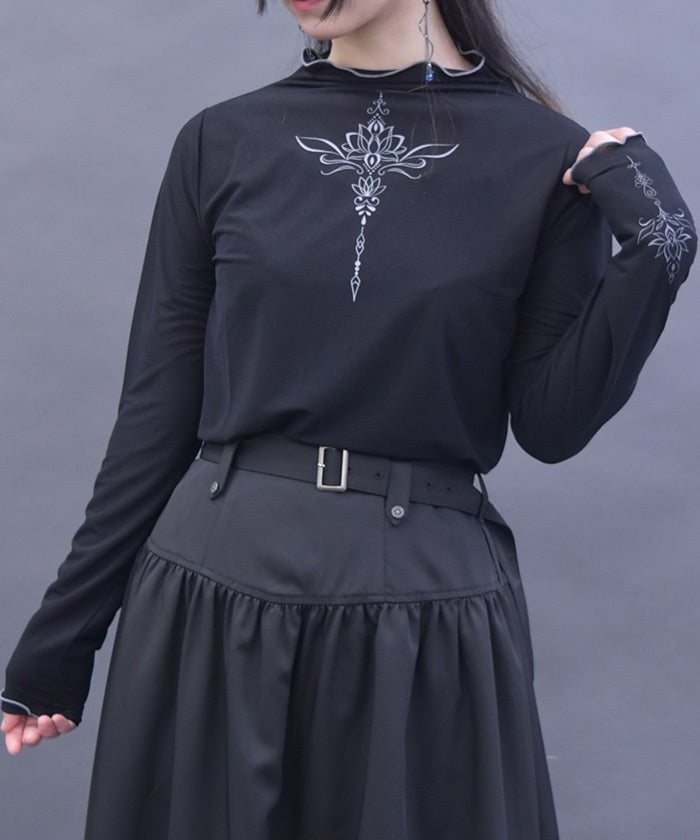 Lotus Tattoo Design Sheer Pullover (Time-limited Price)