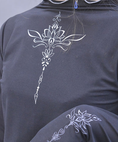 Lotus Tattoo Design Sheer Pullover