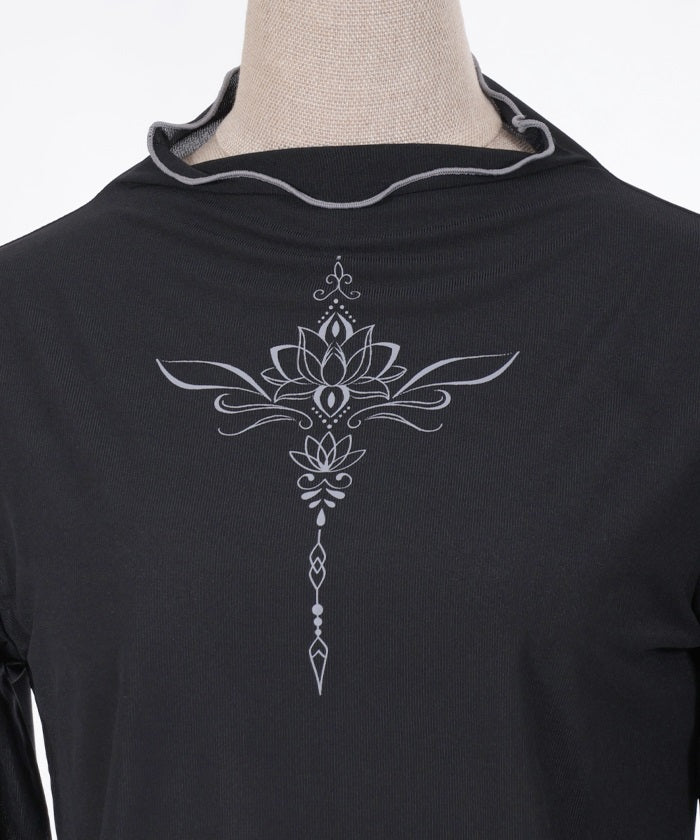 Lotus Tattoo Design Sheer Pullover