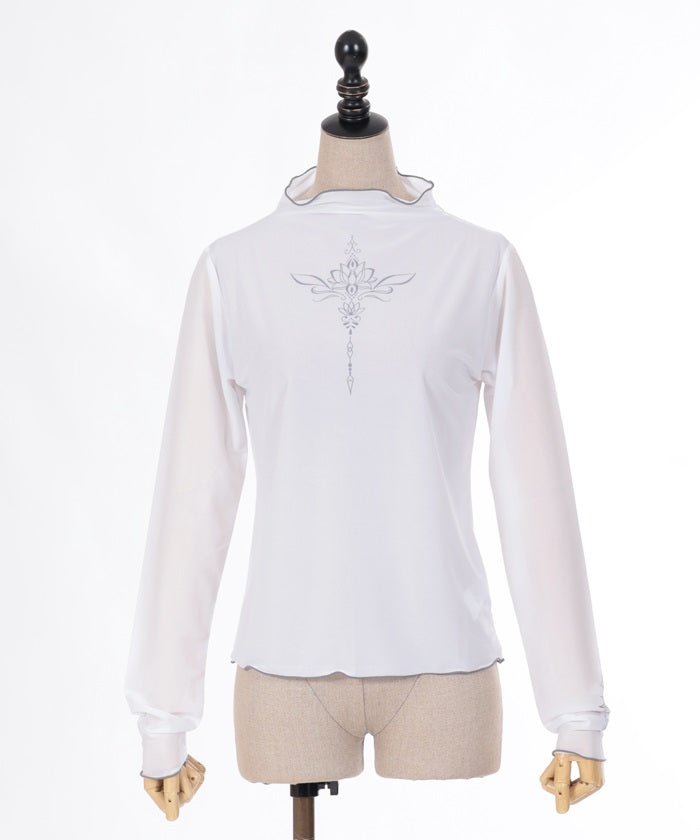 Lotus Tattoo Design Sheer Pullover