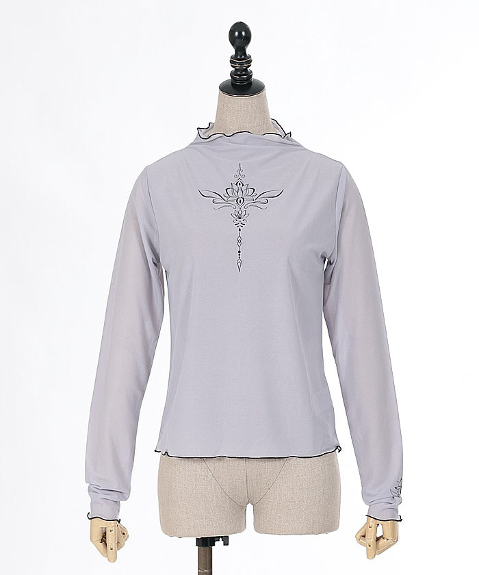 Lotus Tattoo Design Sheer Pullover (Time-limited Price)