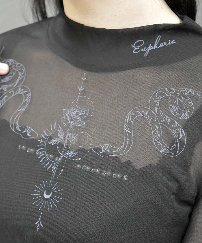 Snake Tattoo Sheer Pullover