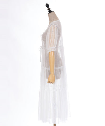 Tulle Tiered Long Cardigan