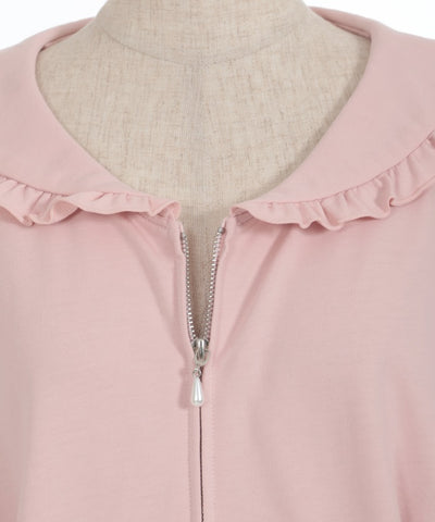 Frill Collar Flare Zip Hoodie