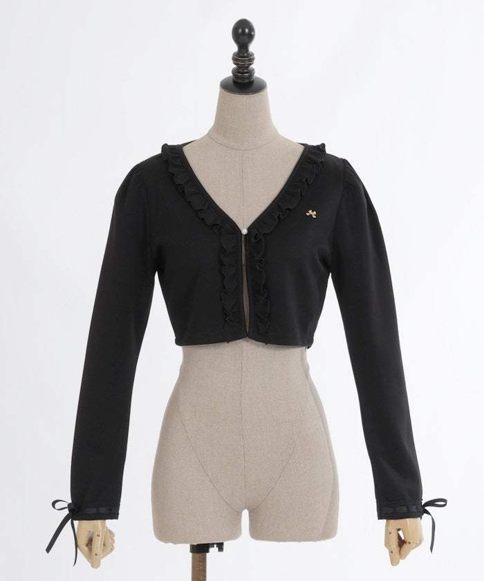 Frill Cropped Cut Cardigan – axes femme from JAPAN