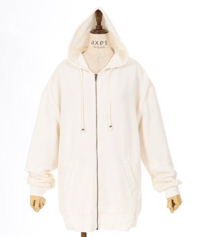 Brushed Boa Long Hoodie with Zip