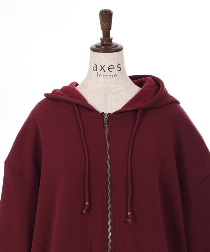 Brushed Boa Long Hoodie with Zip