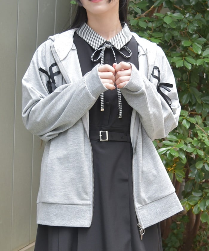 Lace-Up Double Zip Hoodie – axes femme from JAPAN
