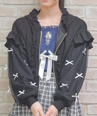 Many Ribbons Frill Hoodie