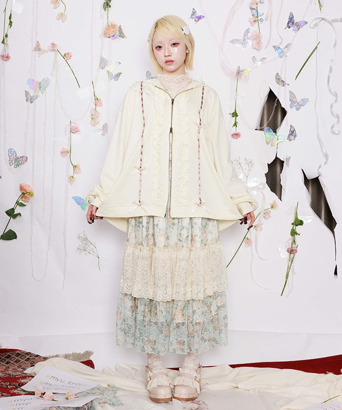 Rose Ribbon Back Lace Hoodie – axes femme from JAPAN
