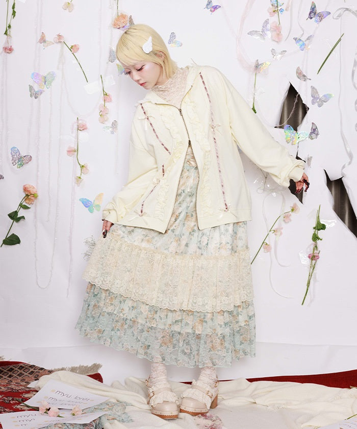 Rose Ribbon Back Lace Hoodie – axes femme from JAPAN