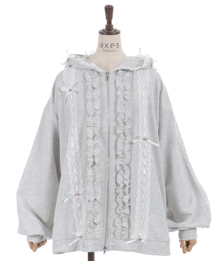 Rose Ribbon Back Lace Hoodie – axes femme from JAPAN