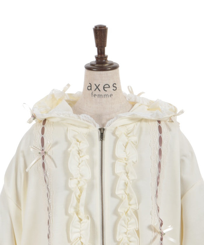 Rose Ribbon Back Lace Hoodie – axes femme from JAPAN
