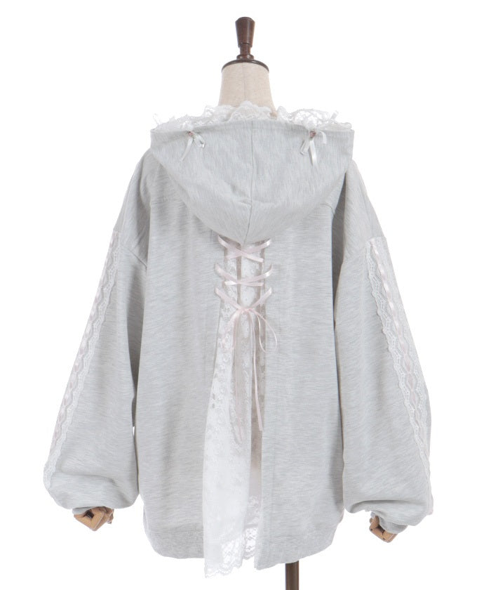 Rose Ribbon Back Lace Hoodie – axes femme from JAPAN