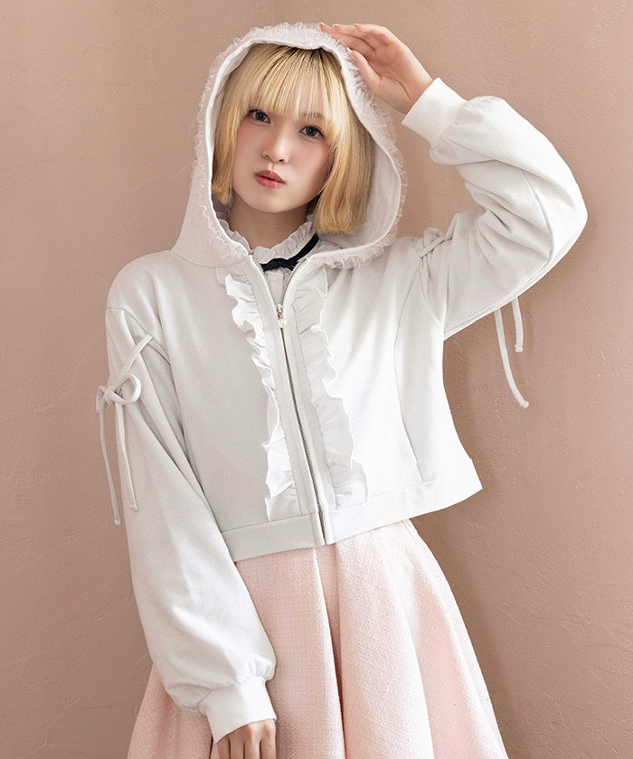 Lamé & Tulle Frill Hoodie – axes femme from JAPAN