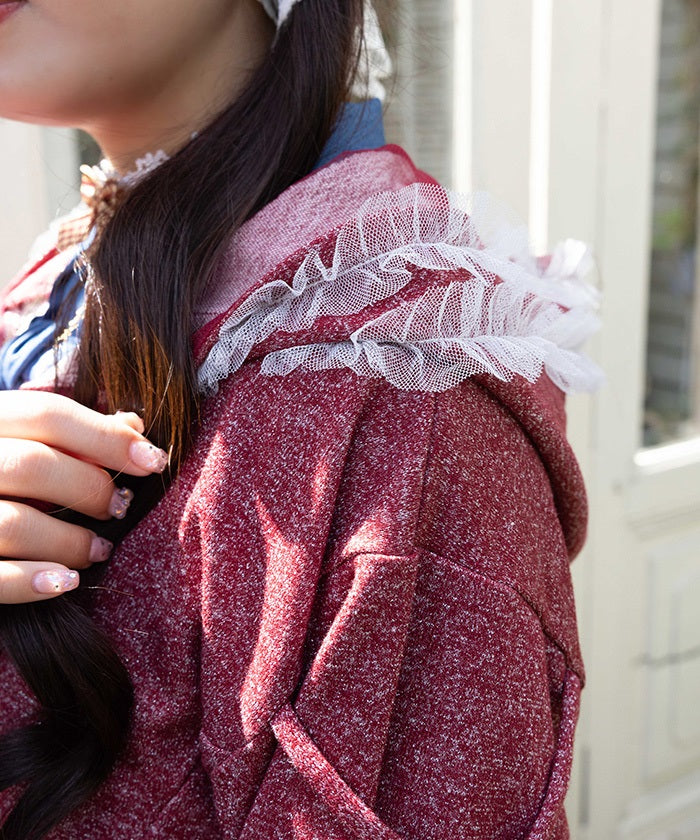 Lamé & Tulle Frill Hoodie – axes femme from JAPAN