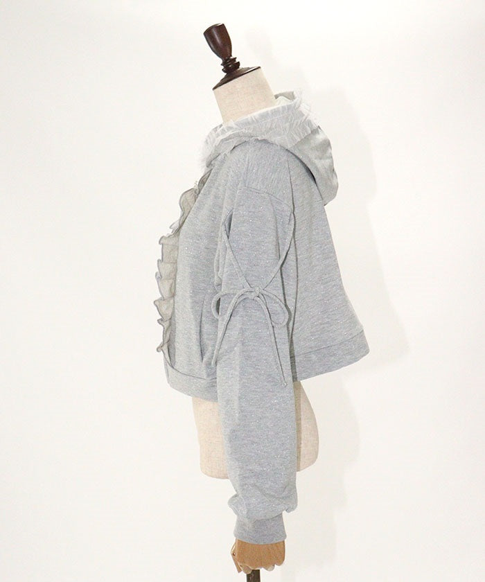 Lamé & Tulle Frill Hoodie – axes femme from JAPAN