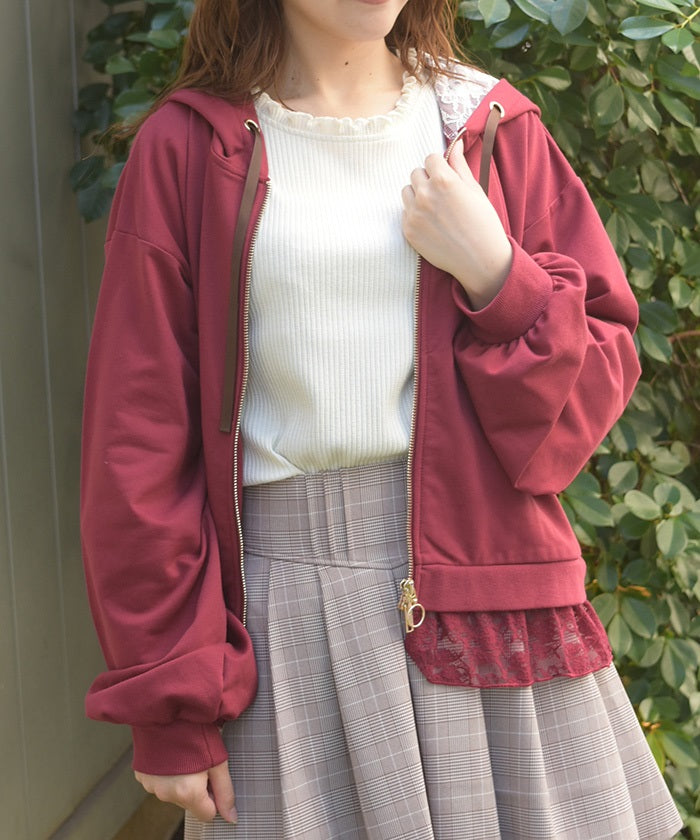 Hem Lace Short Hoodie – axes femme from JAPAN