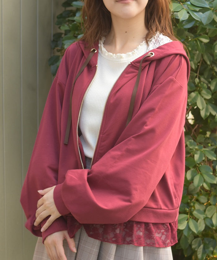 Hem Lace Short Hoodie – axes femme from JAPAN