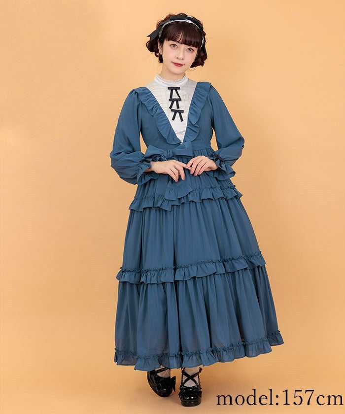 クラシカルフリルロングワンピ