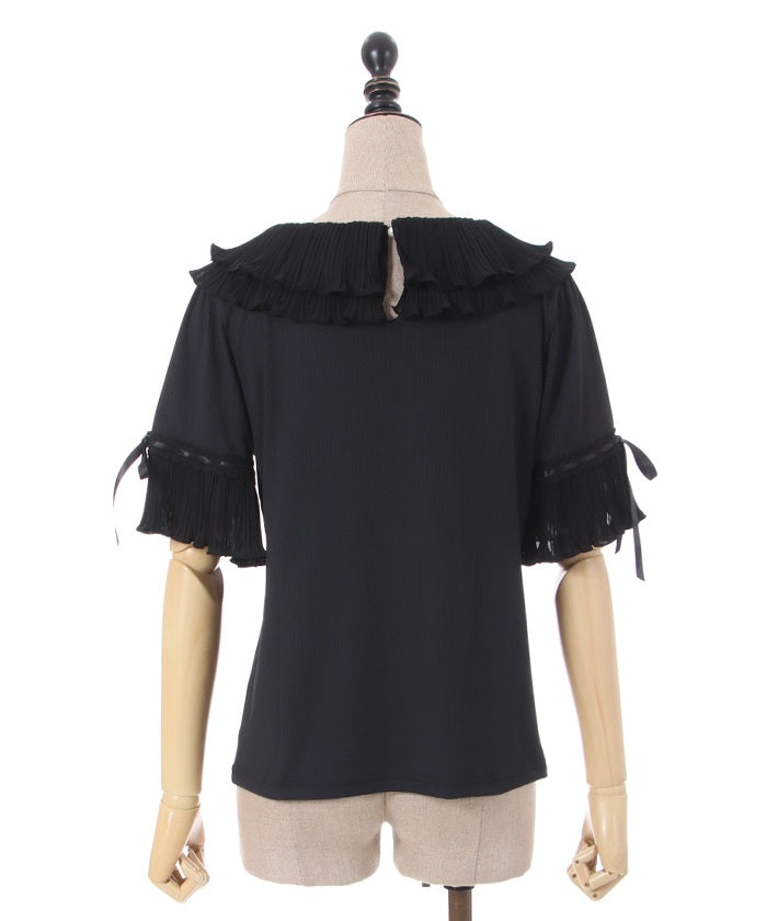 Pleated Frill Collar Cut & Sewn Pullover