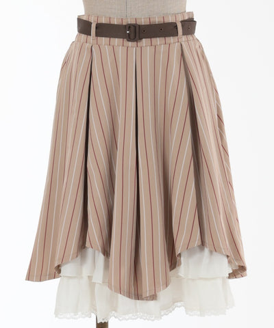 Irregular Hem Frill Skirt with Belt