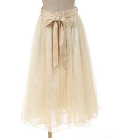 Lace Tulle Skirt with Ribbon