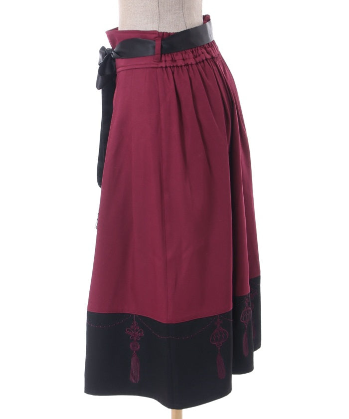 Asian Lantern Embroidery Skirt