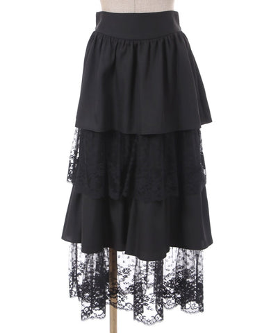 Lace Detail Tiered Skirt