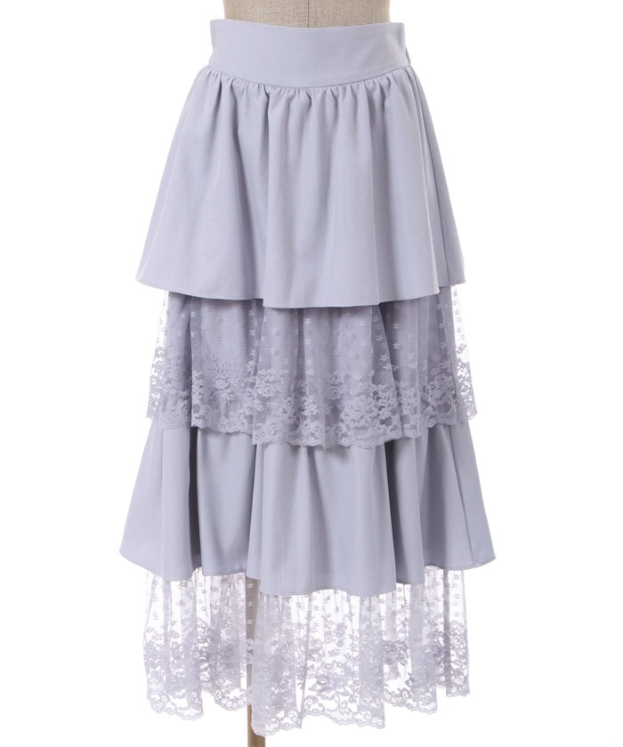 Lace Detail Tiered Skirt