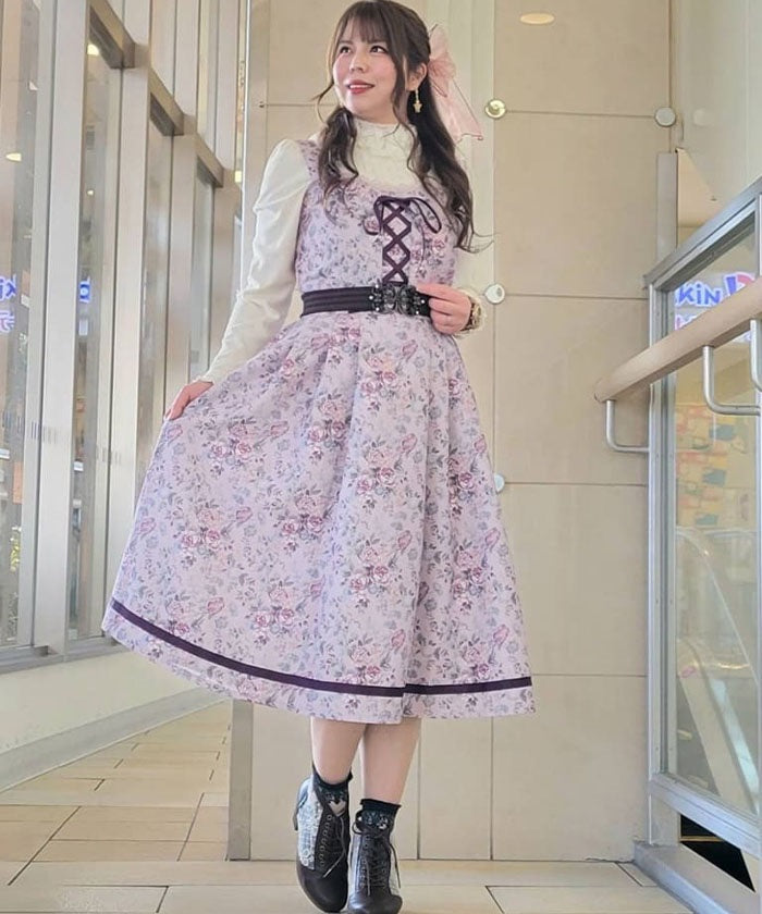 Romantic Rose Pattern Jumper Dress