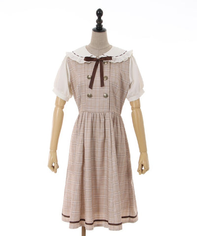 Double-buttoned Check Short-sleeve Dress