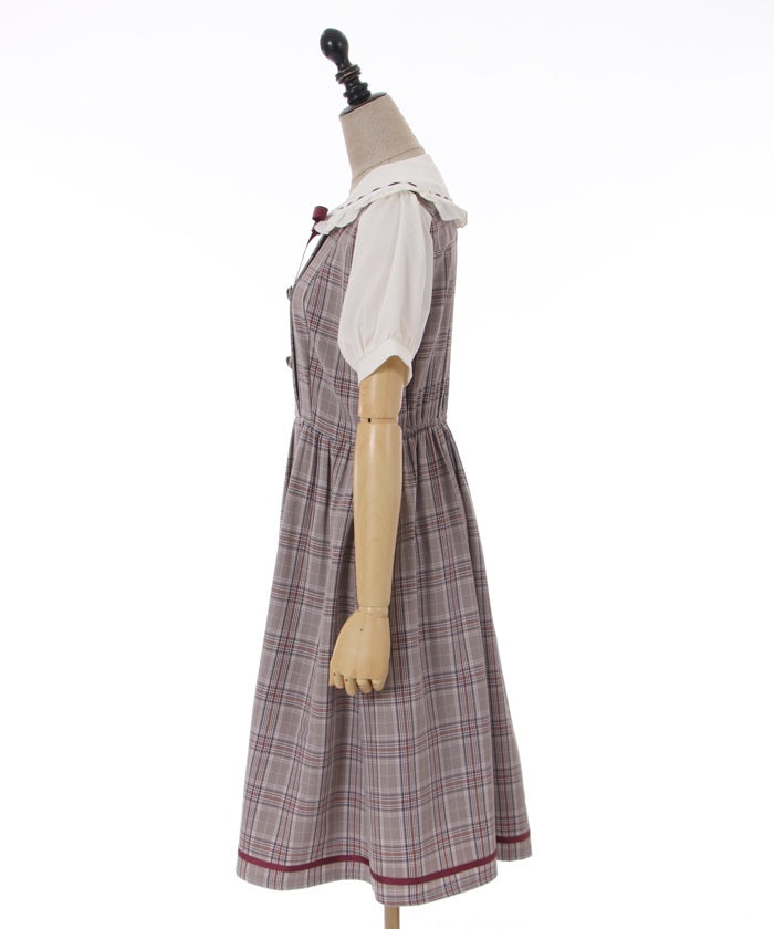 Double-buttoned Check Short-sleeve Dress
