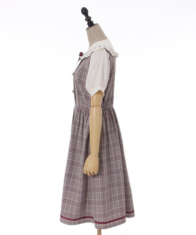 Double-buttoned Check Short-sleeve Dress
