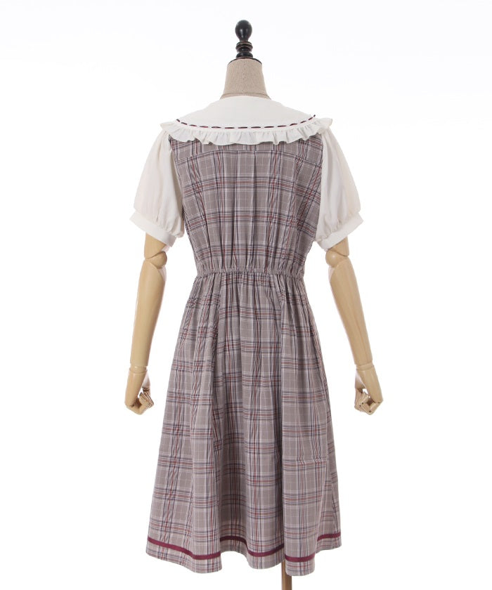 Double-buttoned Check Short-sleeve Dress