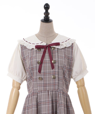 Double-buttoned Check Short-sleeve Dress