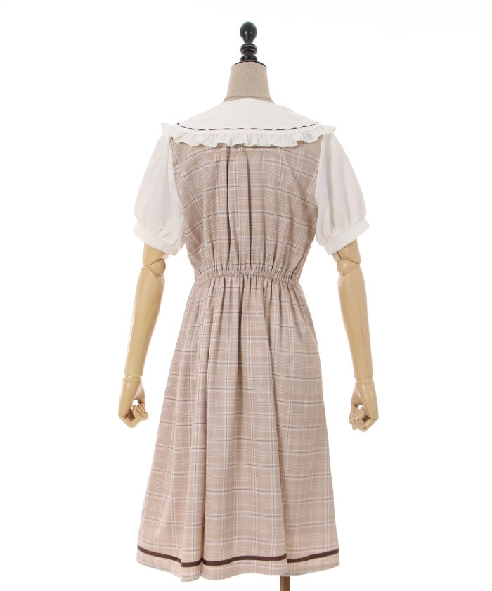 Double-buttoned Check Short-sleeve Dress
