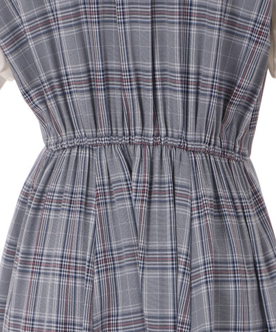 Double-buttoned Check Short-sleeve Dress