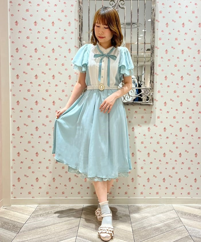 Patchwork Frill Sleeve Dress