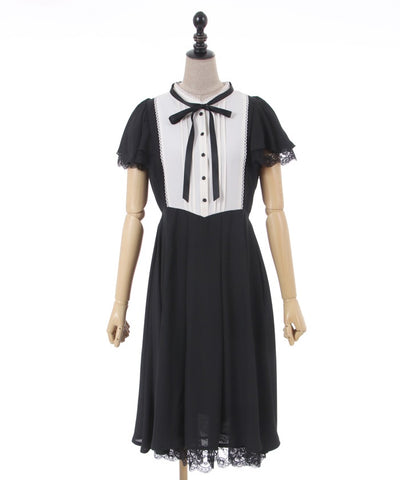 Patchwork Frill Sleeve Dress