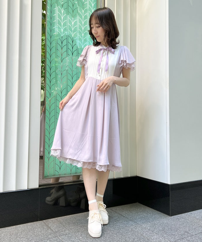Patchwork Frill Sleeve Dress