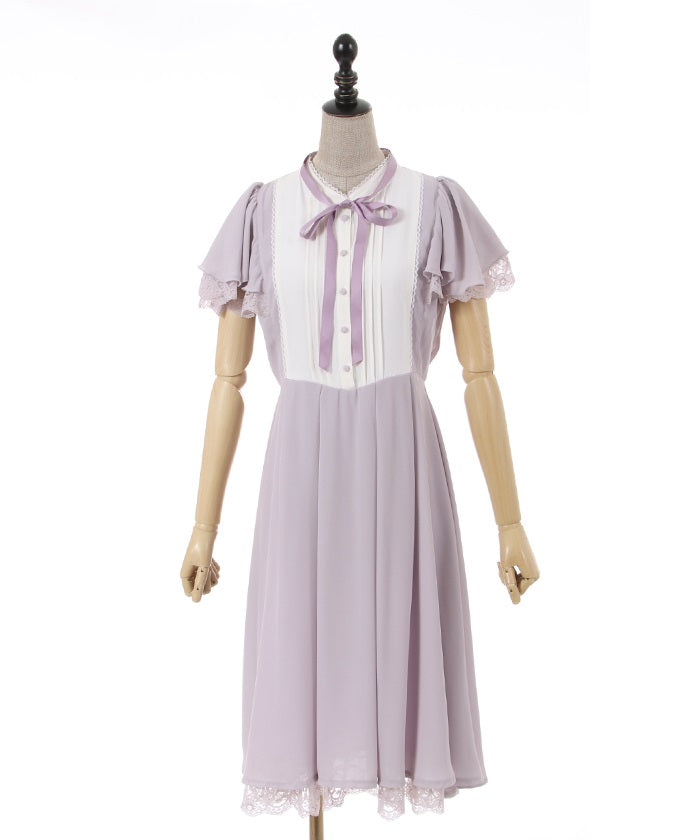 Patchwork Frill Sleeve Dress