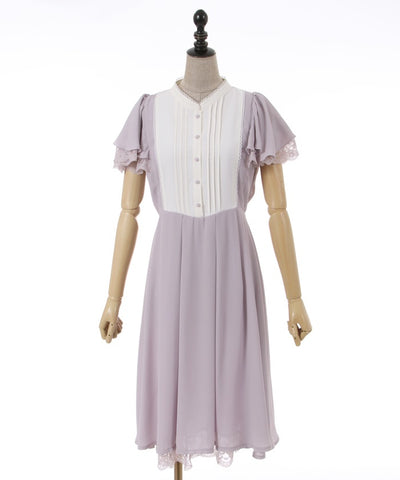 Patchwork Frill Sleeve Dress