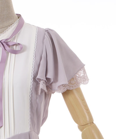 Patchwork Frill Sleeve Dress