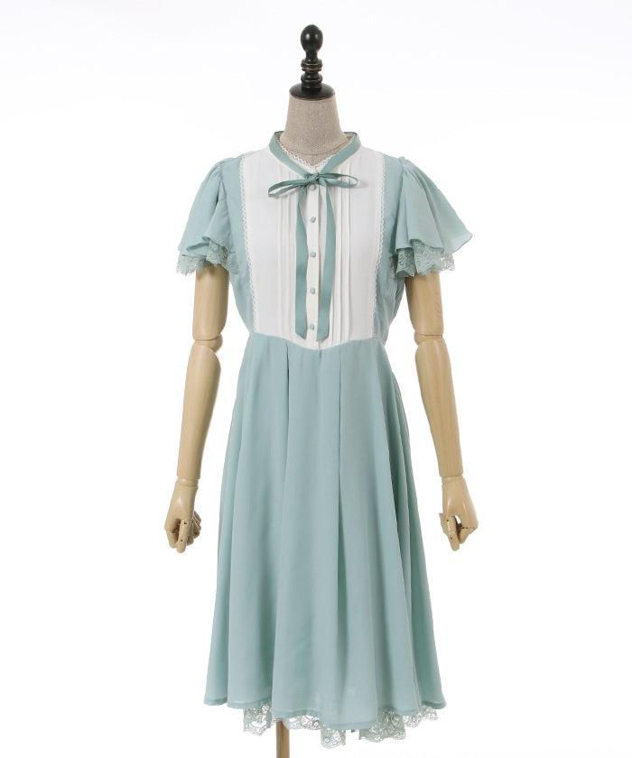 Patchwork Frill Sleeve Dress