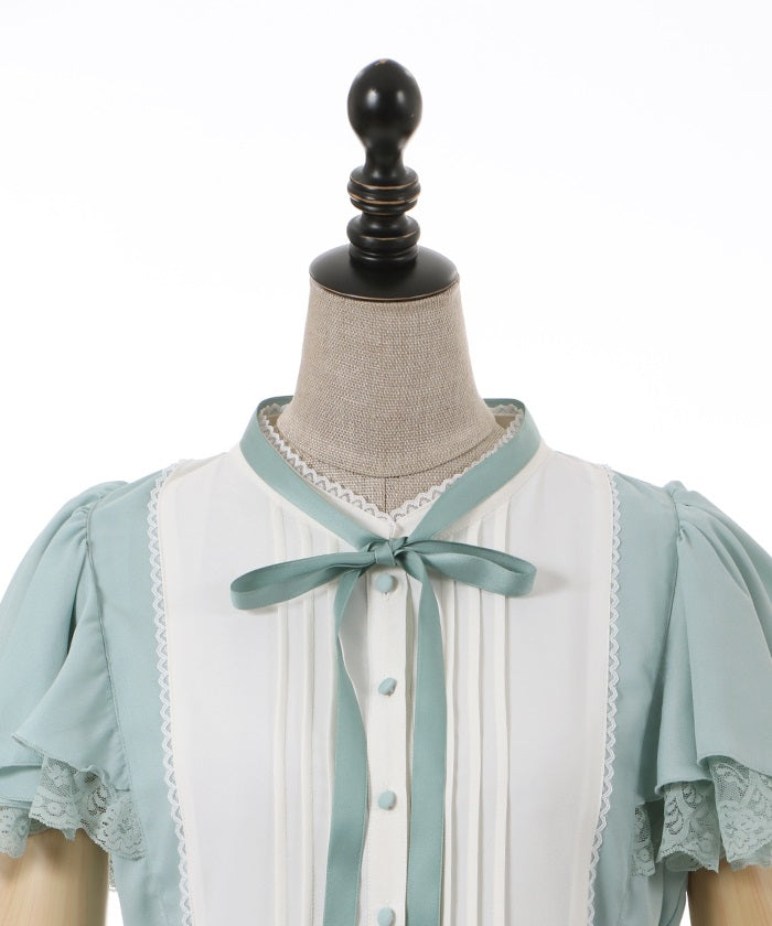 Patchwork Frill Sleeve Dress