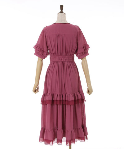 Lace Stripe Tiered Dress