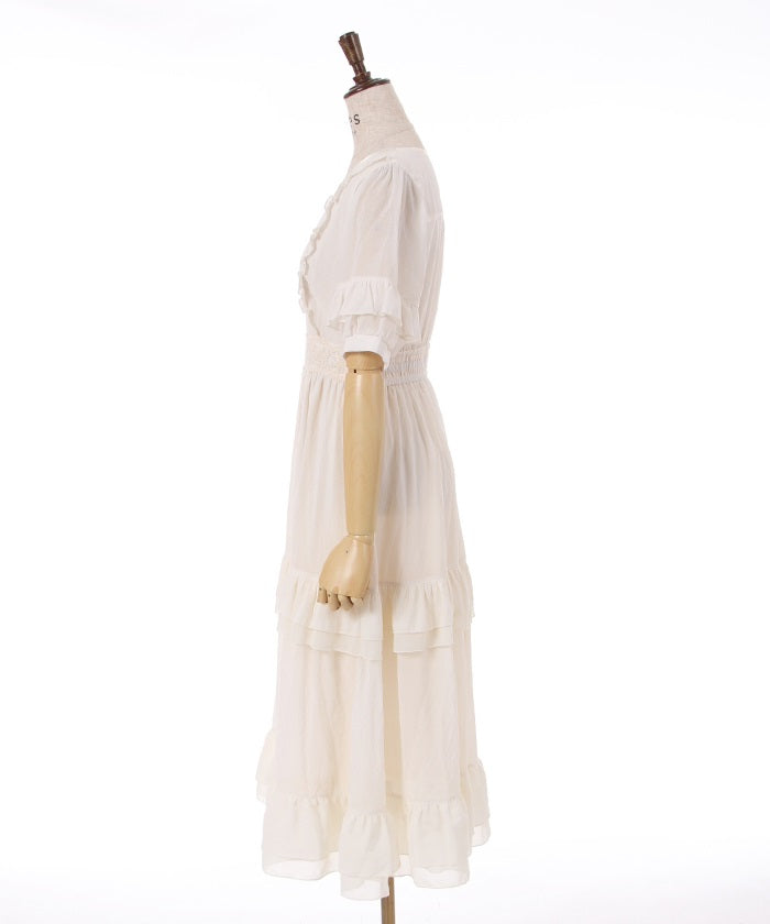 Lace Stripe Tiered Dress